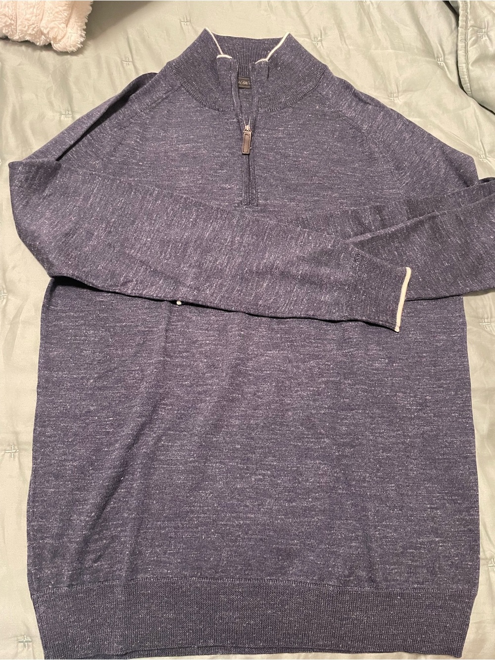 Saks Fifth Avenue Heathered Navy Quarter-Zip Sweater
